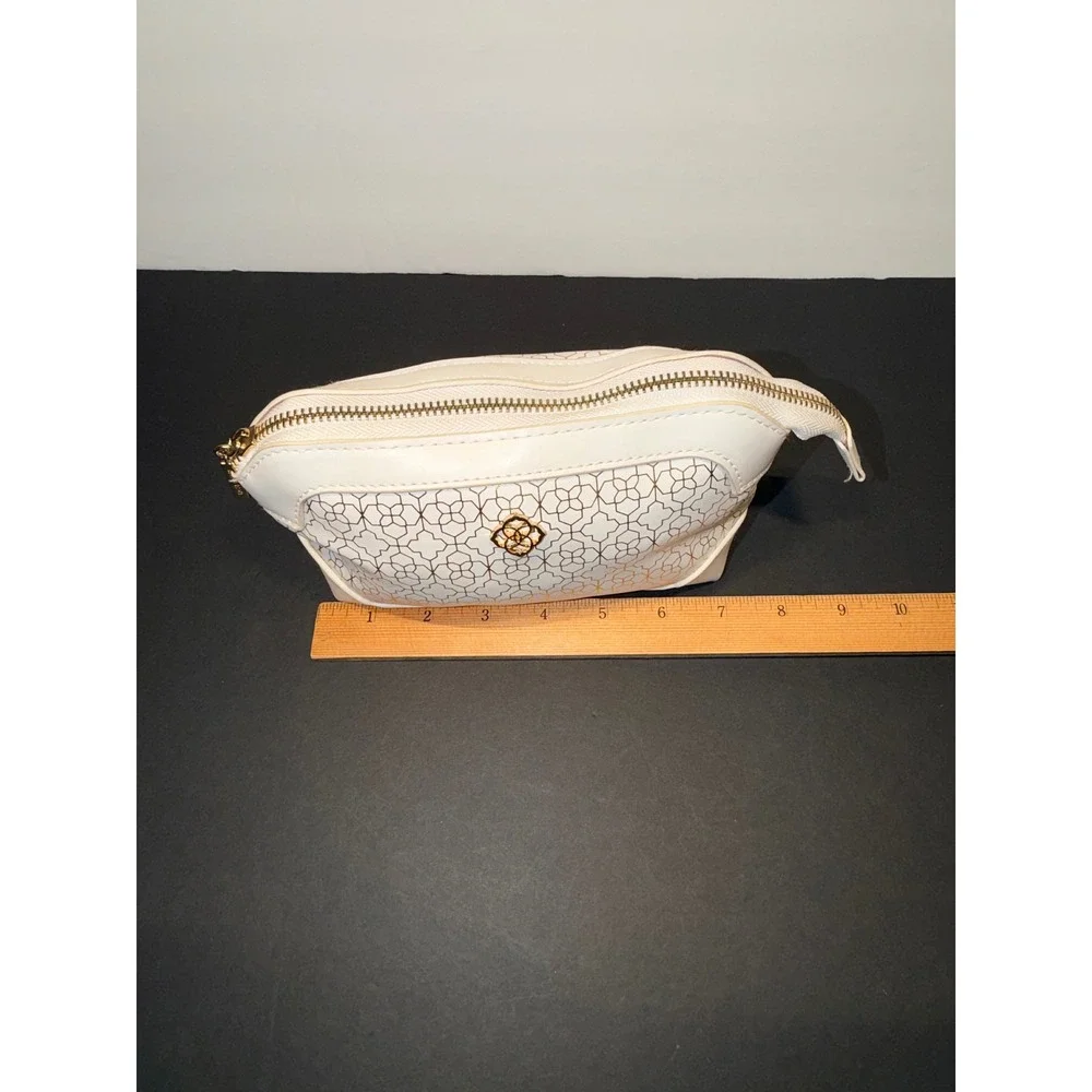 Kendra Scott Makeup Bag White Gold Medallion Logo Cosmetic Pouch Travel Case